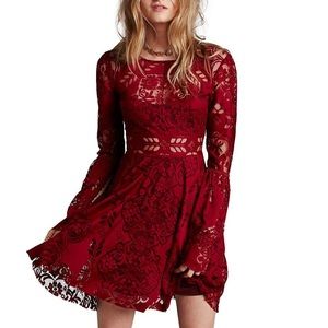 Free People Lace Lovers bell sleeve dress
